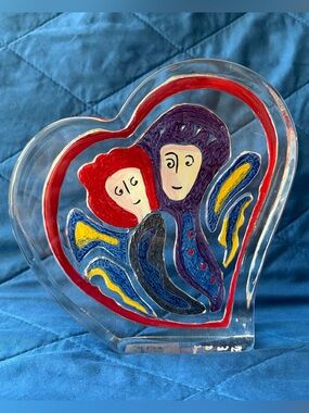 SIGNED Matt Lamb Spirit Of Love Art Glass Heart Sculpture Paperweight Gift 6.5”